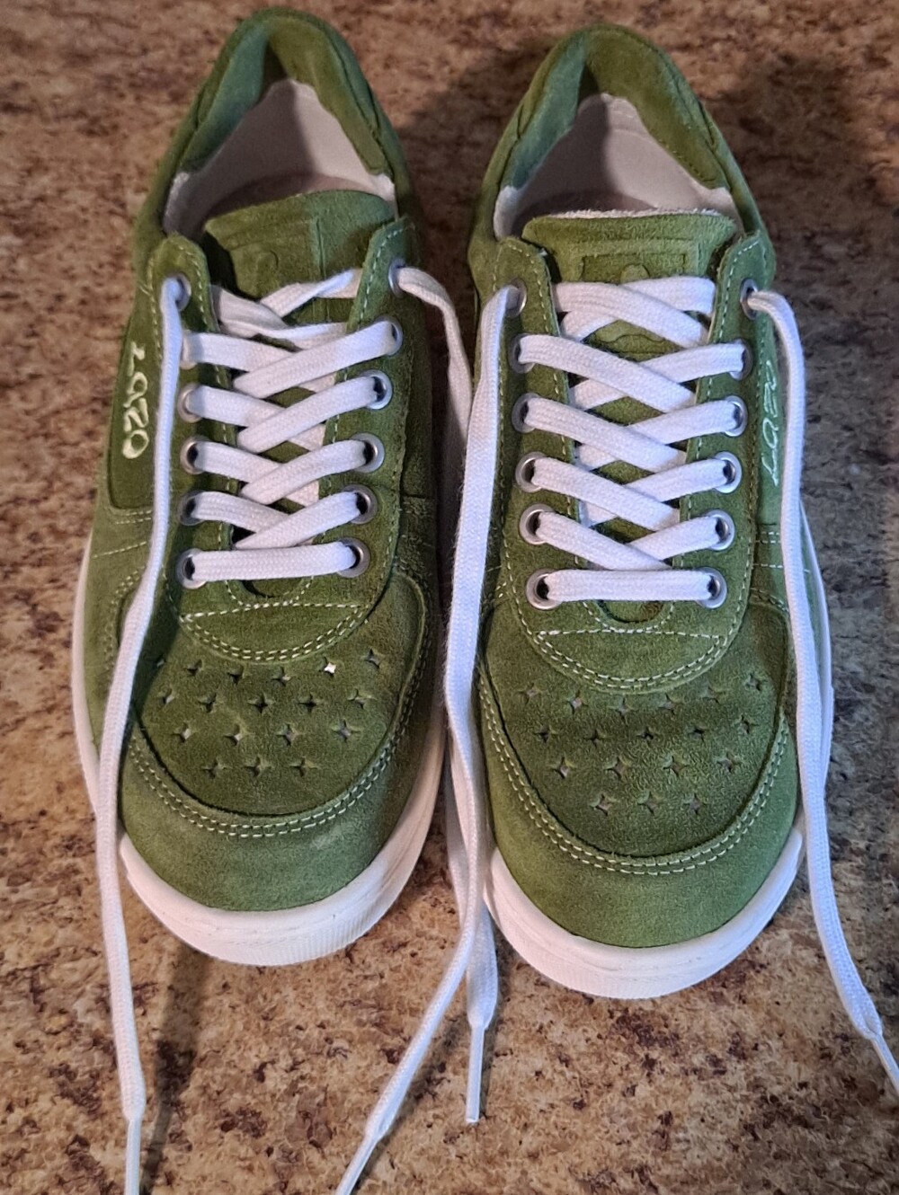 Lazo Brand Green Suede Sneakers Shoe with White Lining